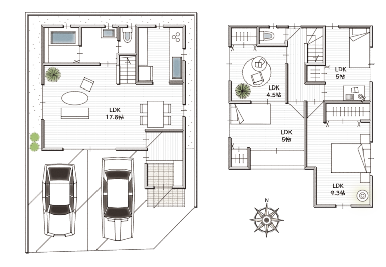 岡山市北区番町1丁目2号棟間取り