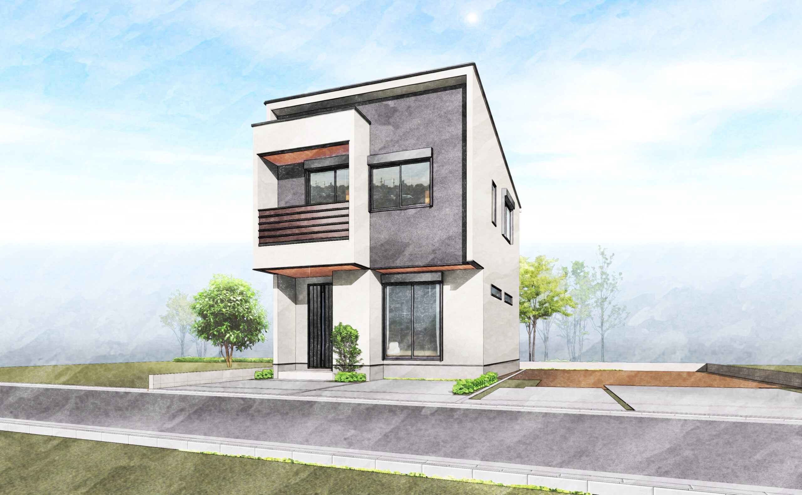 マチナカデザインハウス伊福町2丁目外観パース