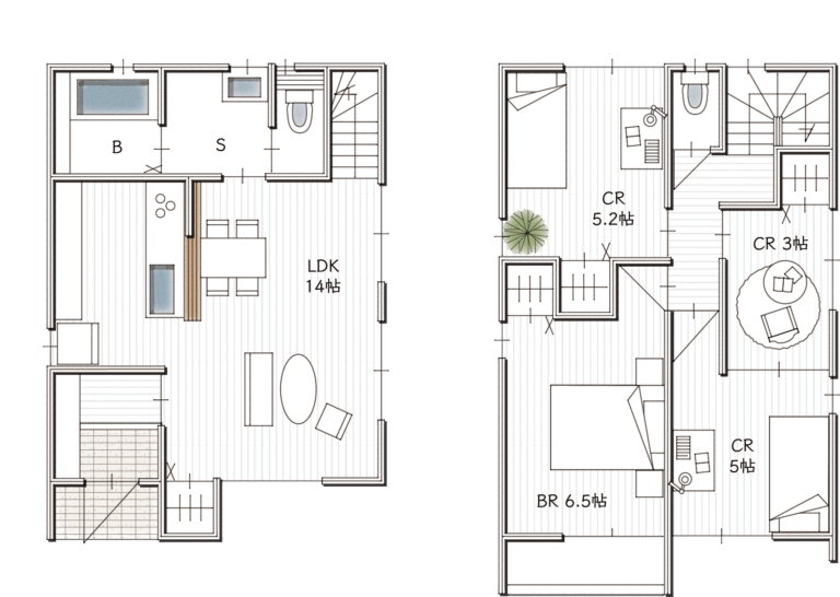 岡山市北区伊福町２丁目2号棟間取図