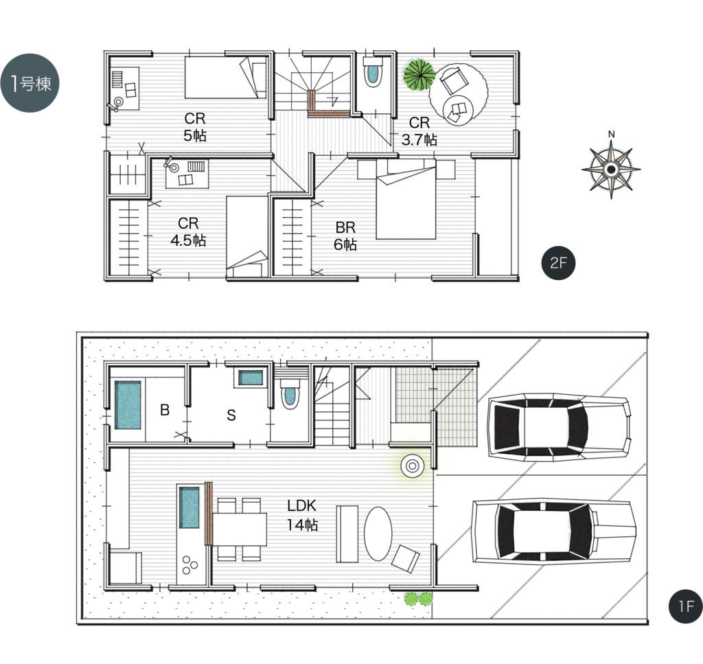 岡山市北区西古松1丁目　1号棟　間取り
