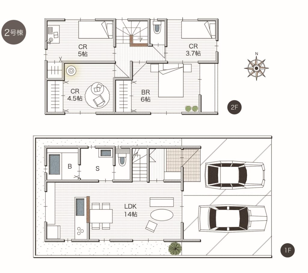 岡山市北区西古松1丁目　2号棟　間取り